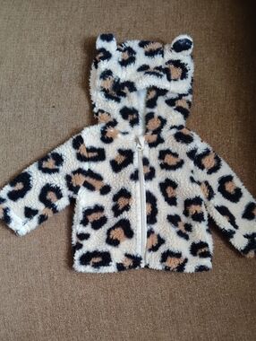 Leopard Print Sherpa Baby Jacket with Ears